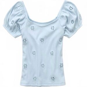 Light Blue Puff Sleeve Top,American eagle, size small